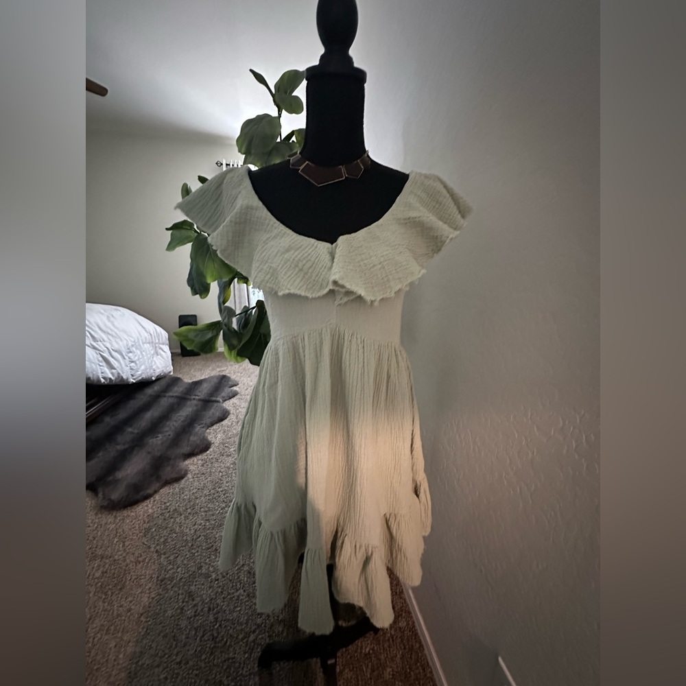 Sage Green Charming Summer Dress